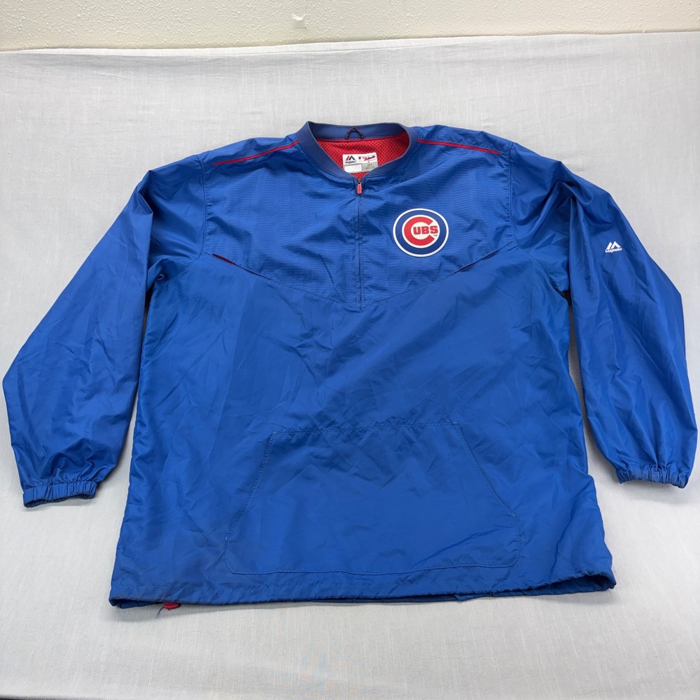 Majestic Chicago Cubs Windbreaker Mens 3XT Authentic Collection Blue Pullover